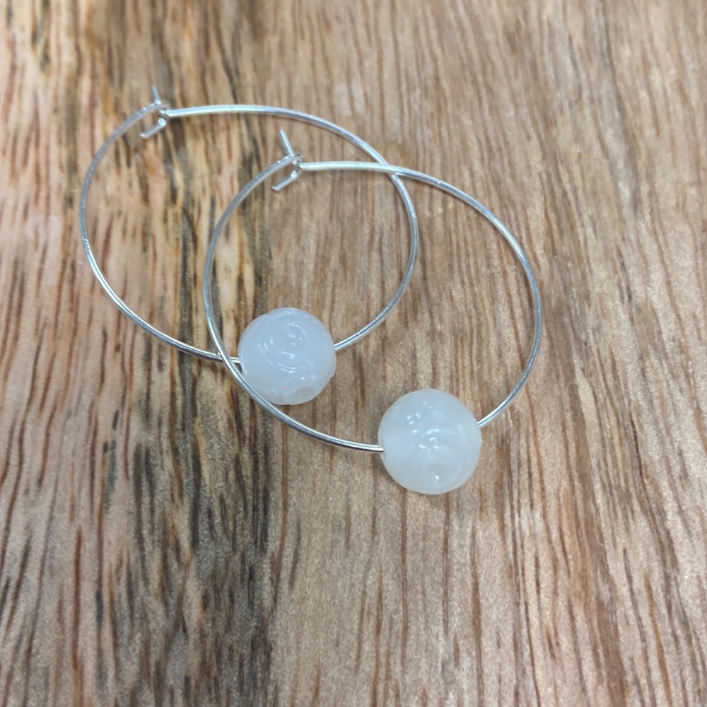 Silver and Amber Stone Earring Set - Handmade